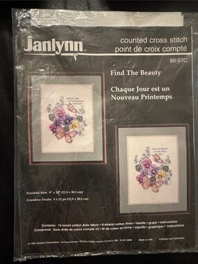 Janlynn "Find The Beauty" Cross Stitch Kit - Purple Floral